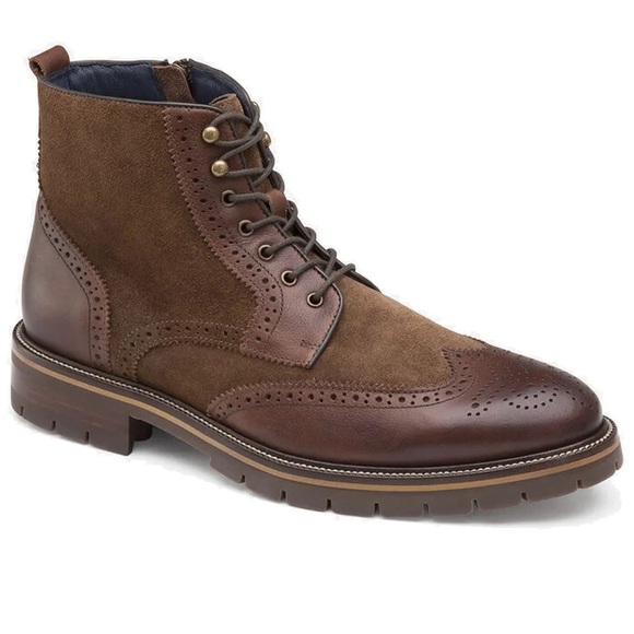Johnston & Murphy XC Flex Cody Wingtip Zip Boots Mahogany Leather/Suede Sz 10M main image 4